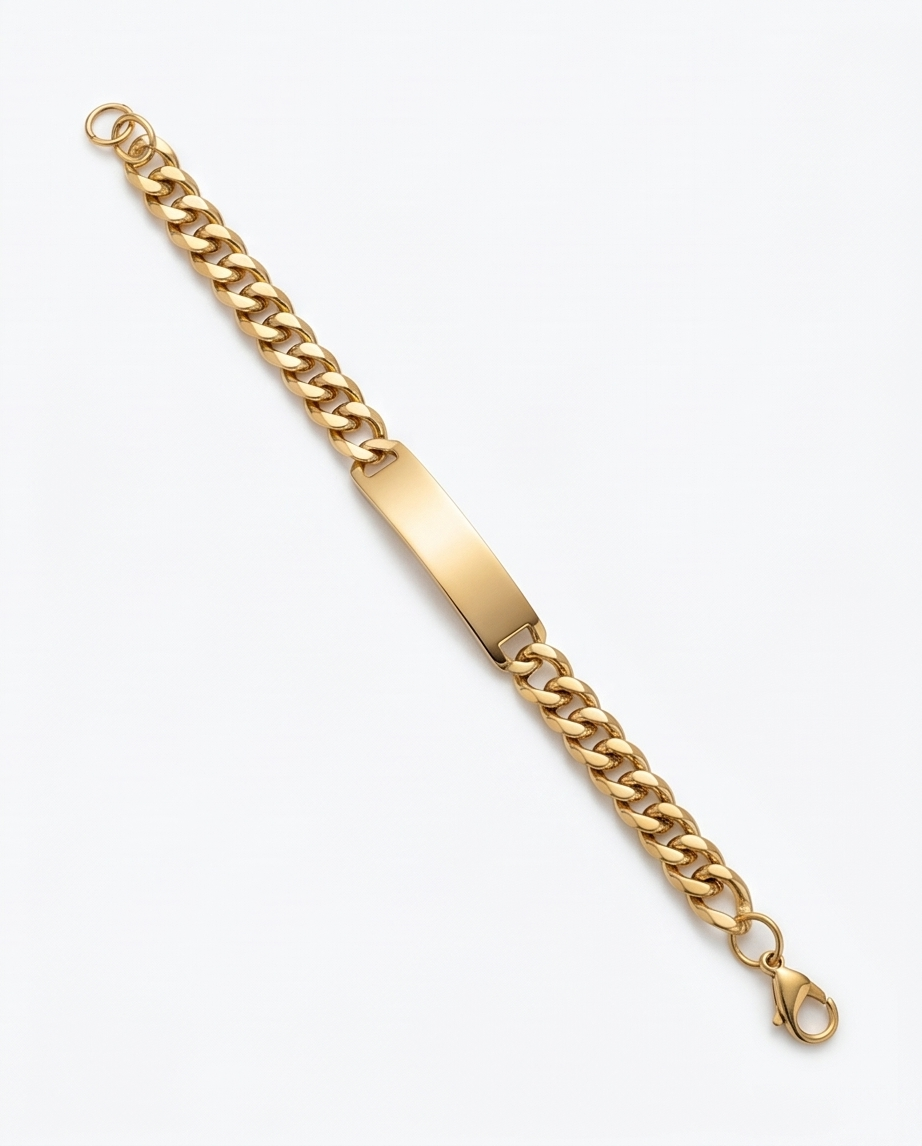 Pulsera de Acero quirúrgico dorada de alta calidad y eslabón para grabar