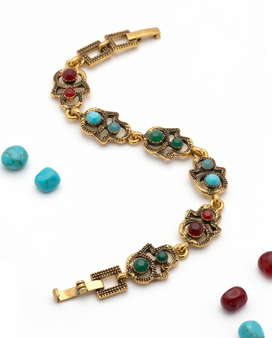 PULSERA DE BRONCE Y PIEDRAS