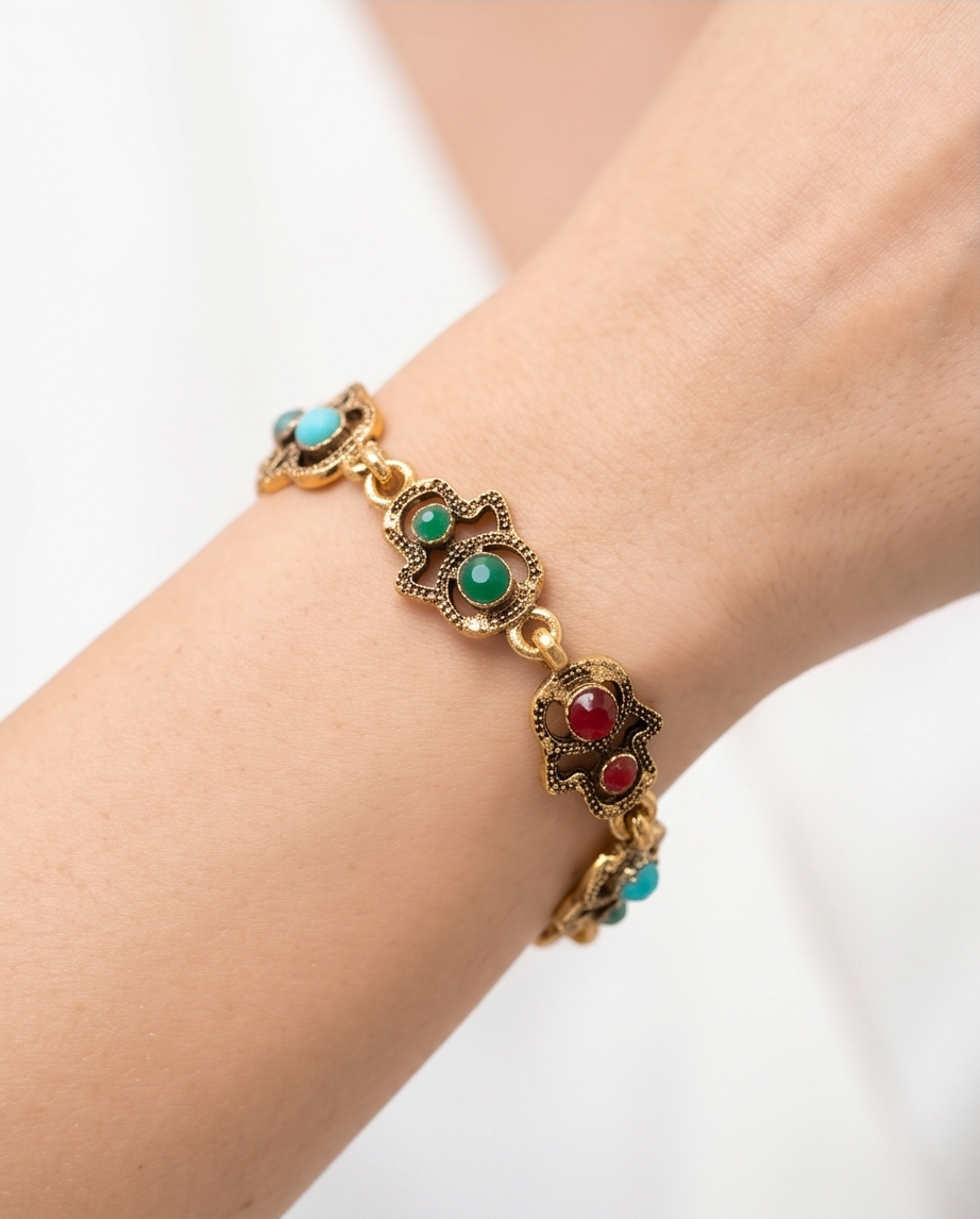 PULSERA DE BRONCE Y PIEDRAS
