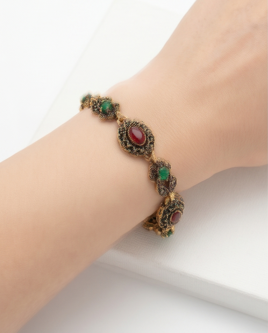 PULSERA DE BRONCE Y PIEDRAS