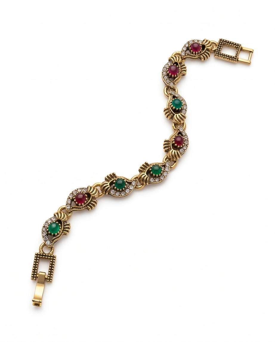 PULSERA DE BRONCE Y PIEDRAS