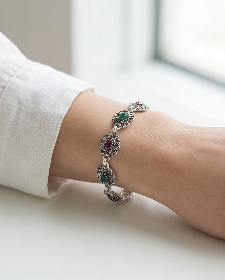 PULSERA DE BRONCE Y PIEDRAS