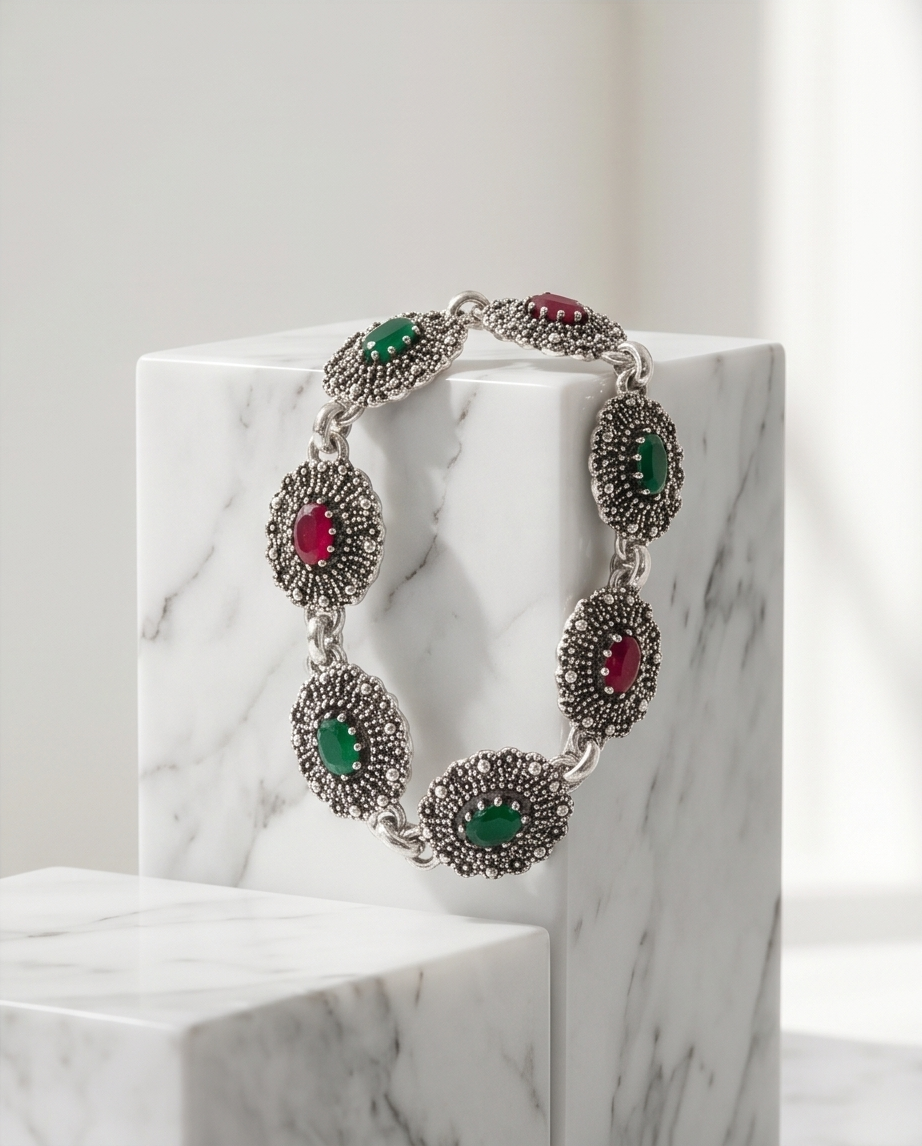 PULSERA DE BRONCE Y PIEDRAS