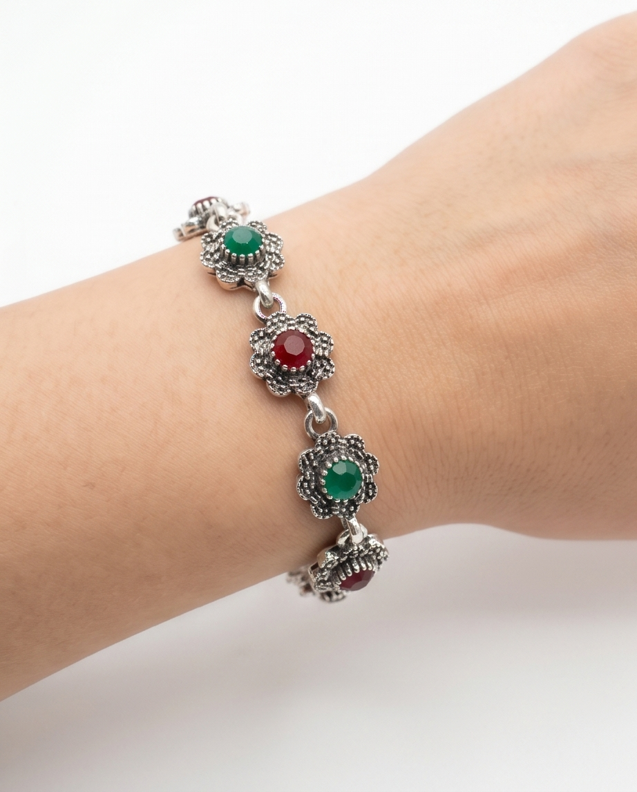 PULSERA DE BRONCE Y PIEDRAS