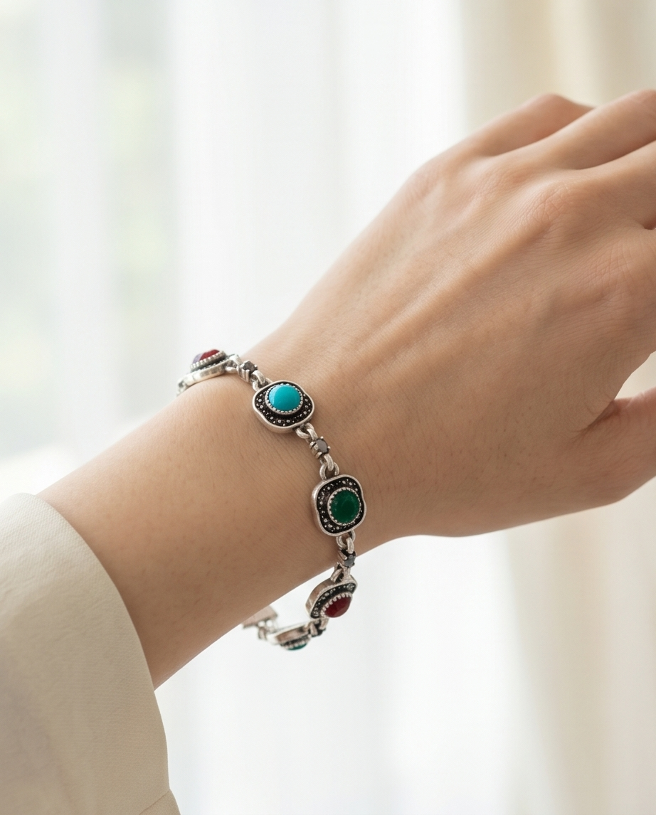 Pulsera de Bronce con piedras 7