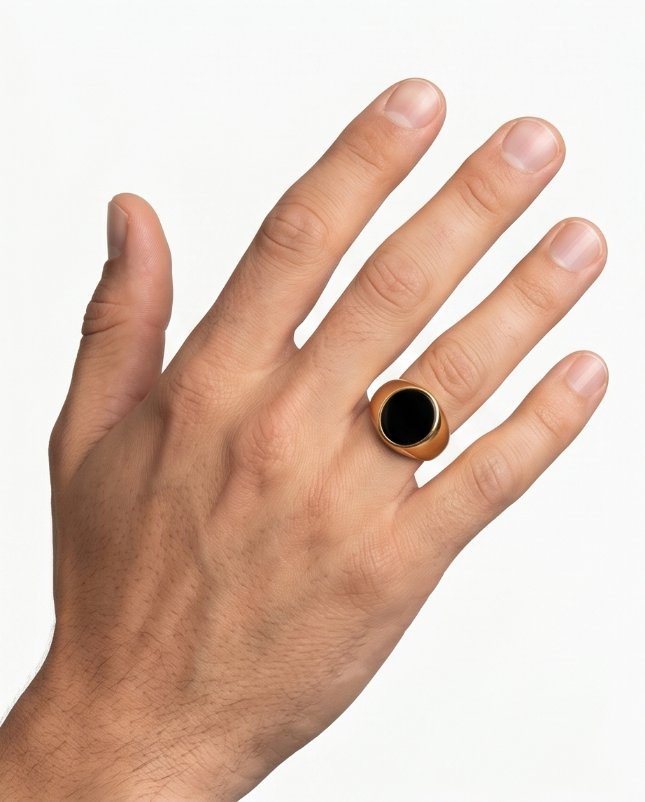 ANILLO DE ACERO QUIRURGICO DORADO CON PIEDRA AN007