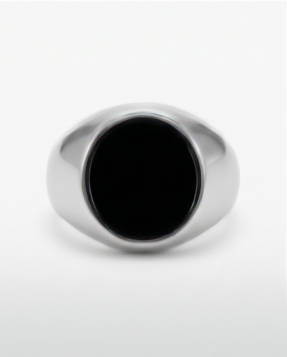 Anillo de Hombre de mesa plateado con piedra ONIX