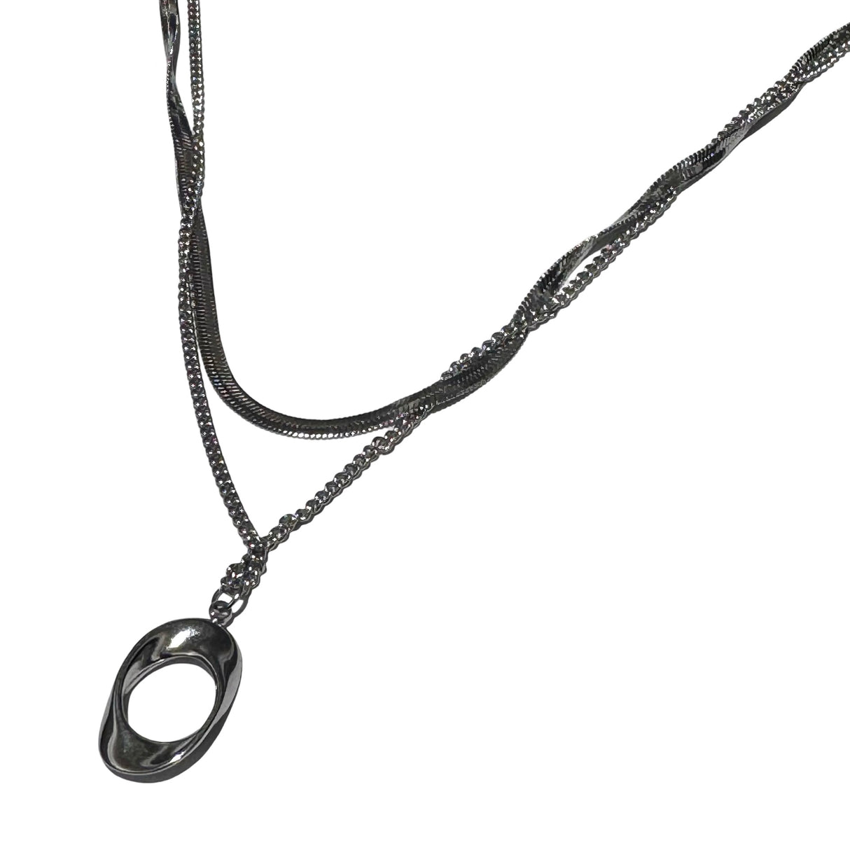 Collar de Acero Quirurgico doble con dije