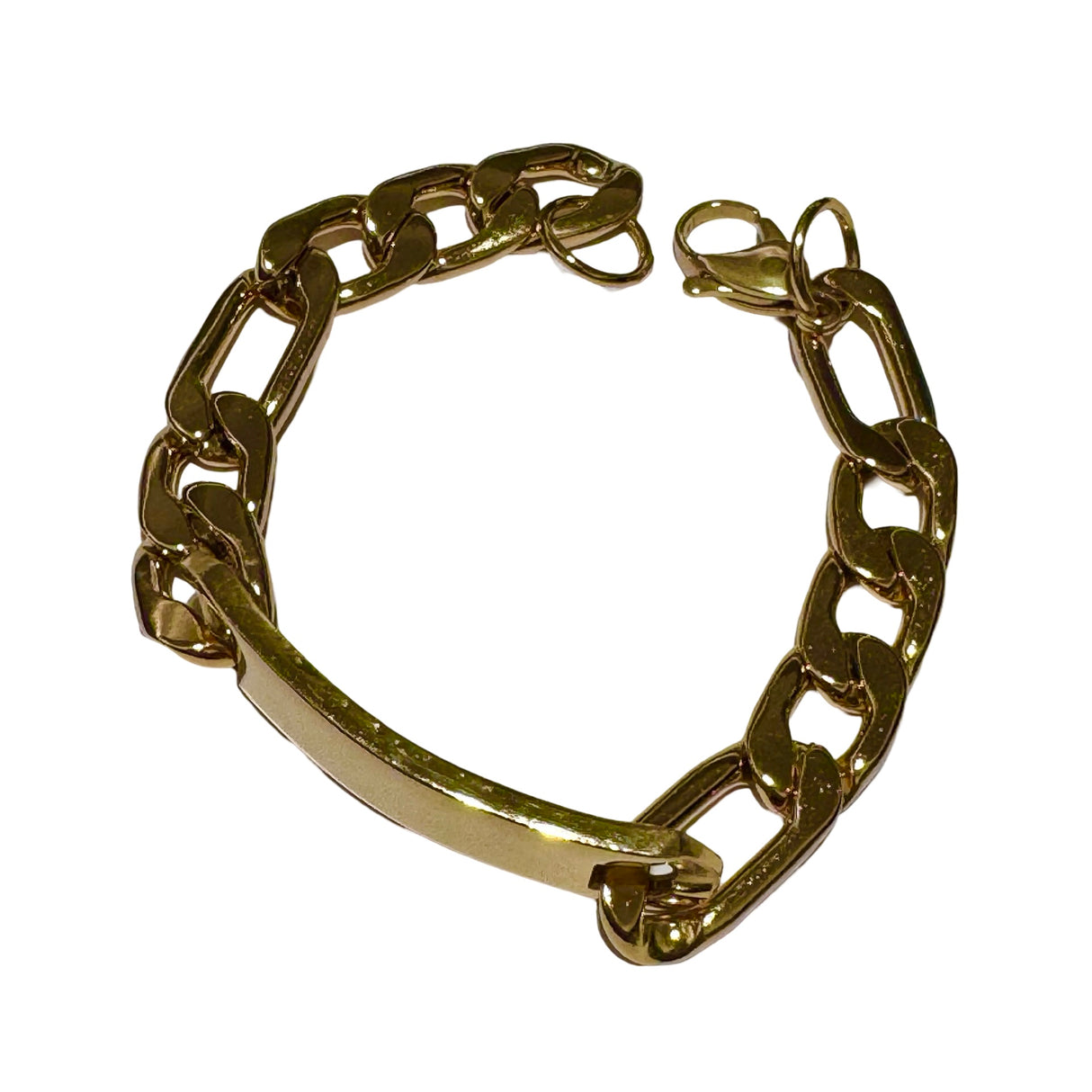 Pulsera de Acero quirúrgico dorada de alta calidad y eslabón para grabar