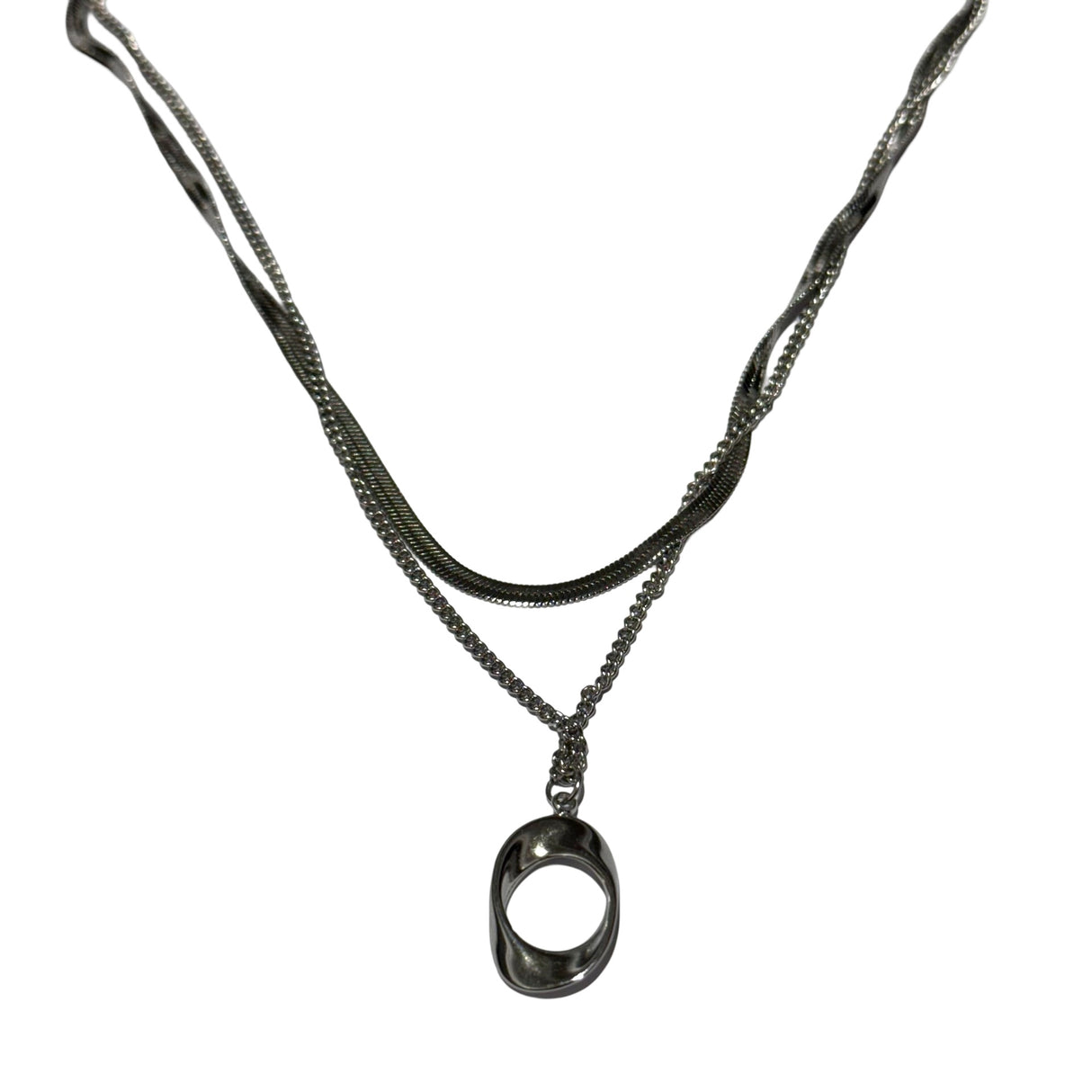 Collar de Acero Quirurgico doble con dije