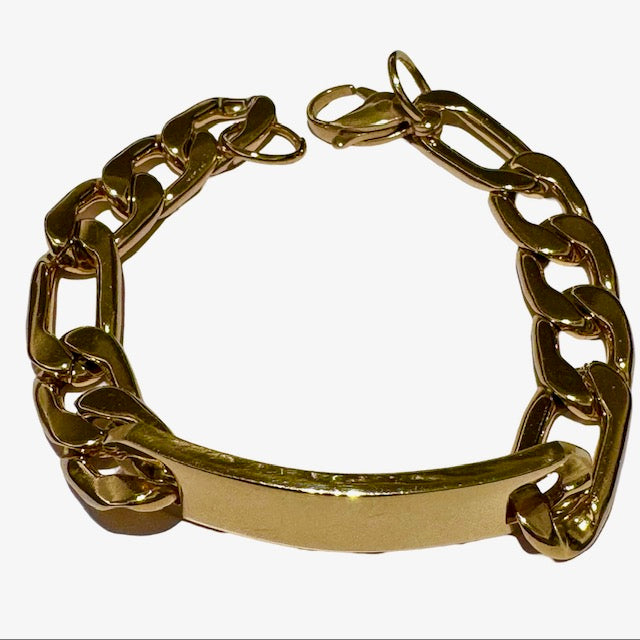 Pulsera de Acero quirúrgico dorada de alta calidad y eslabón para grabar