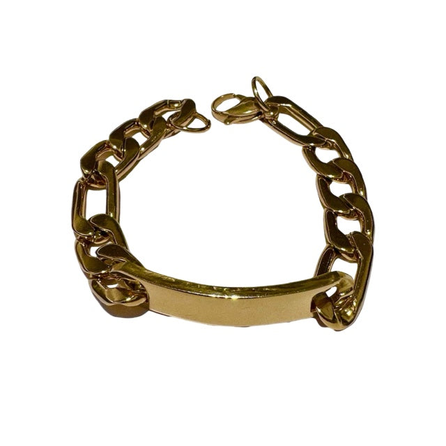 Pulsera de Acero quirúrgico dorada de alta calidad y eslabón para grabar