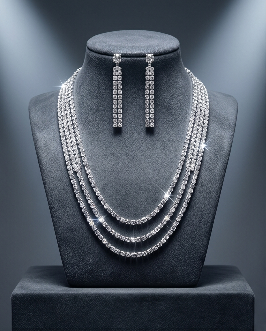 CONJUNTO DE CARAVANAS Y COLLAR FANTASIA