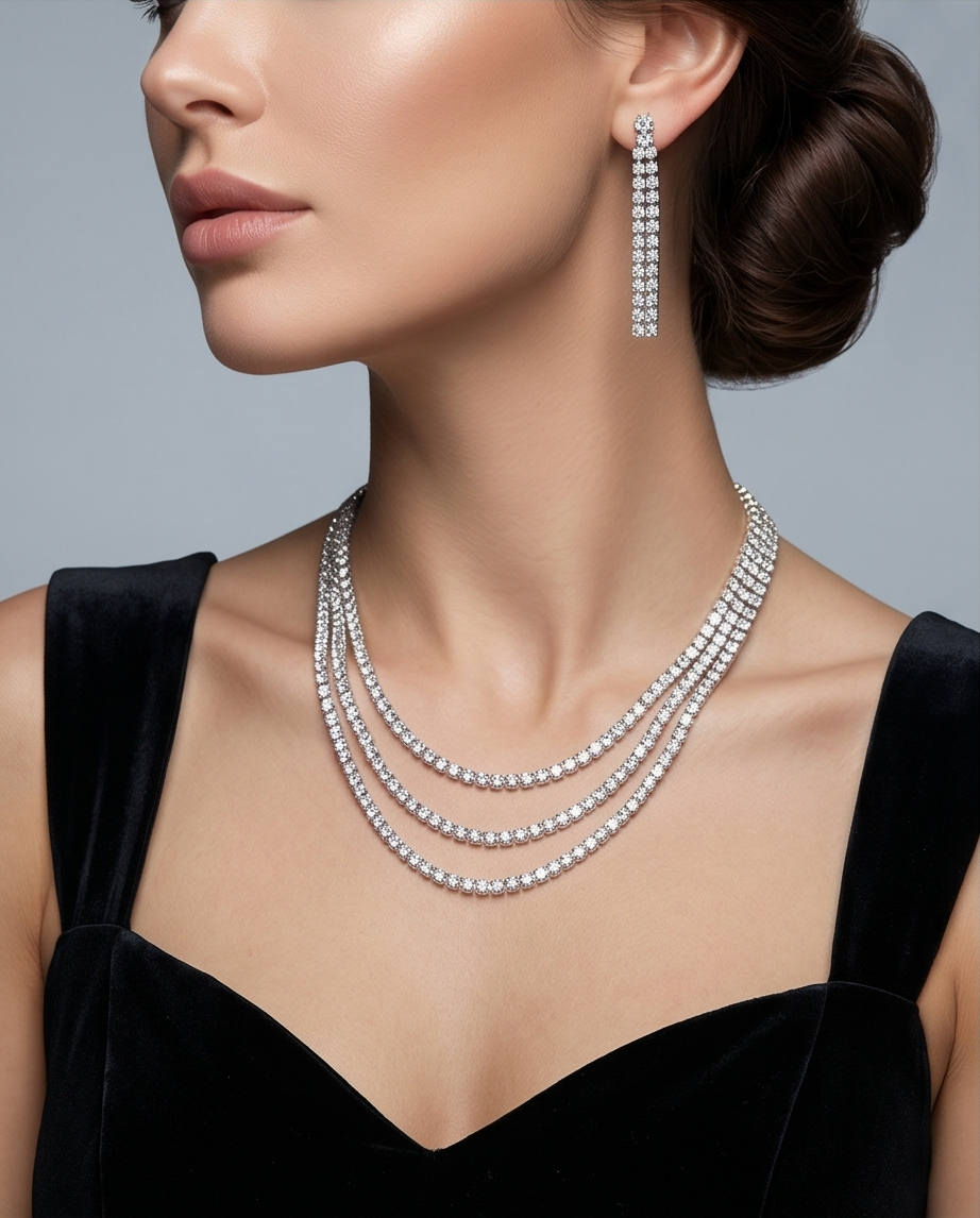 CONJUNTO DE CARAVANAS Y COLLAR FANTASIA