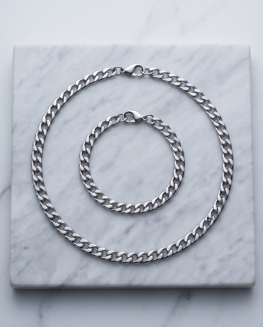 CADENA DE ACERO QUIRURGICO UNISEX CON PULSERA