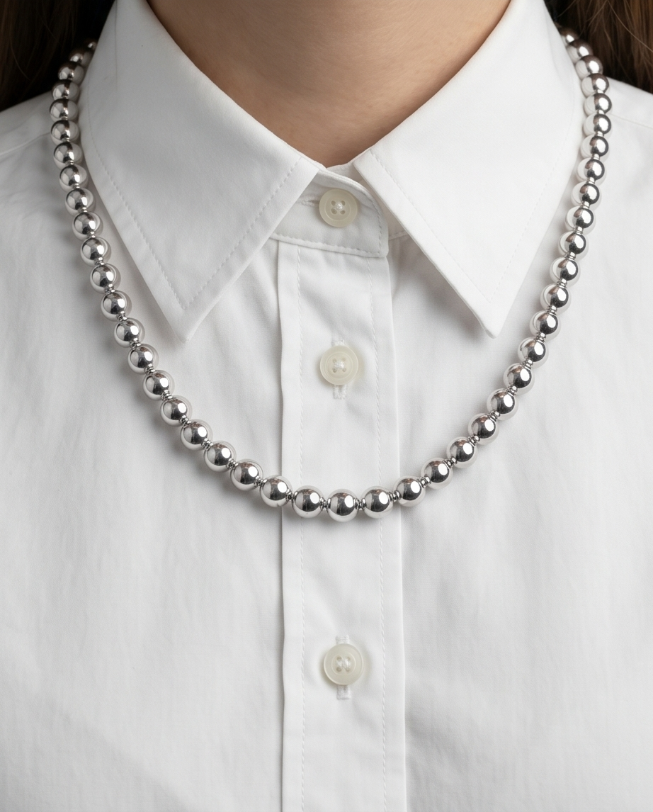 COLLARES DE FANTASIA Y PERLAS PLATEADAS C04