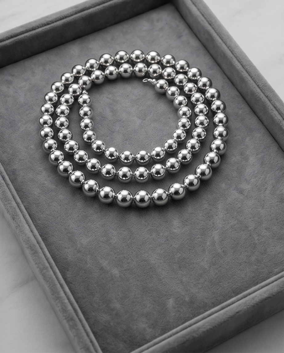 COLLARES DE FANTASIA Y PERLAS PLATEADAS C04