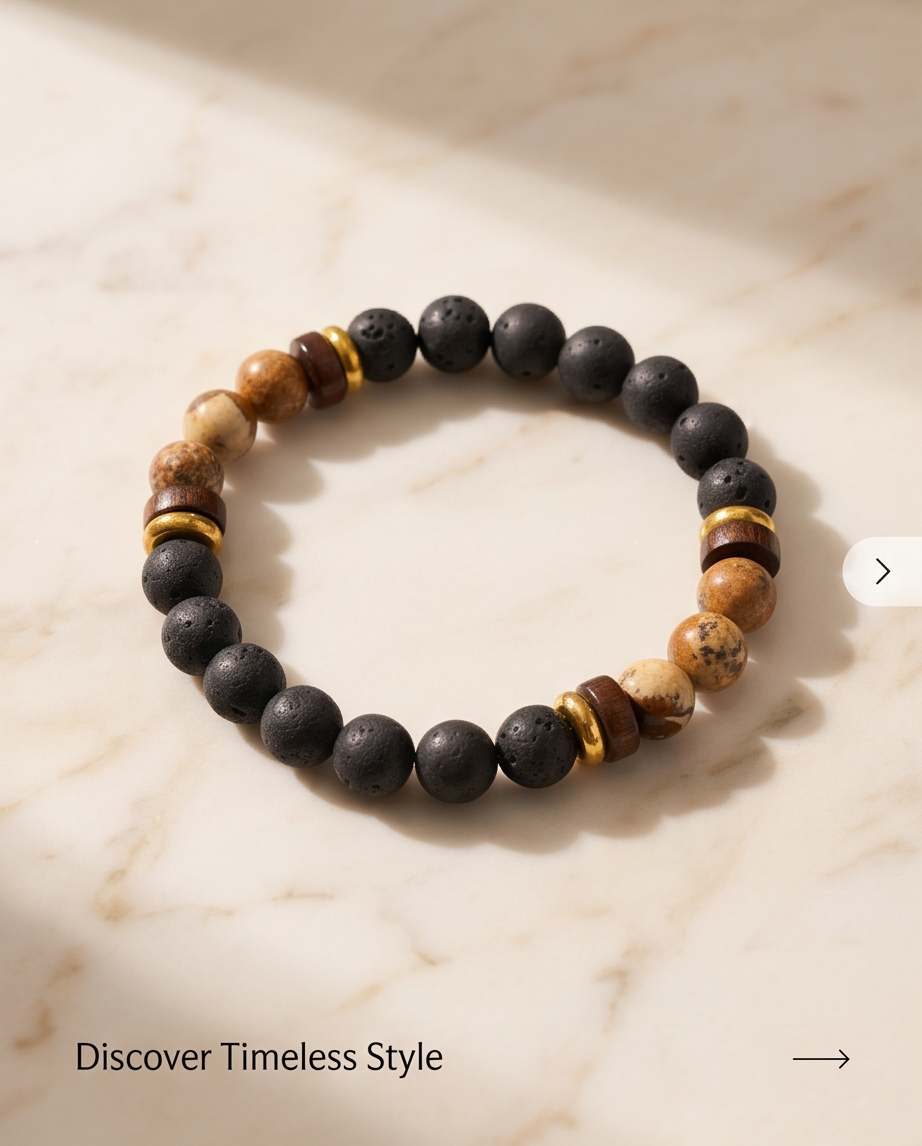 PULSERA UNISEX CON PIEDRA VOLCANICA 4