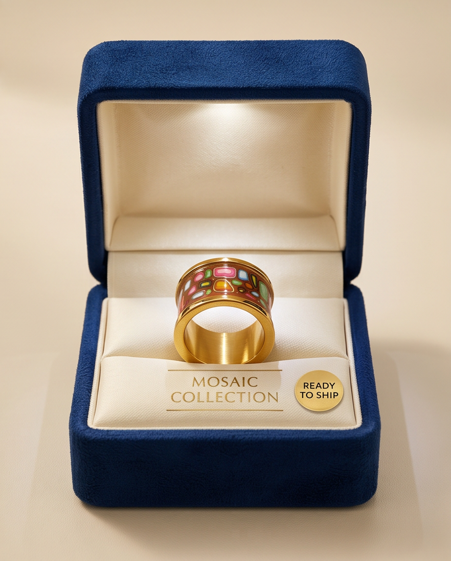 ANILLO DE ACERO ESMALTADO EN COLORES