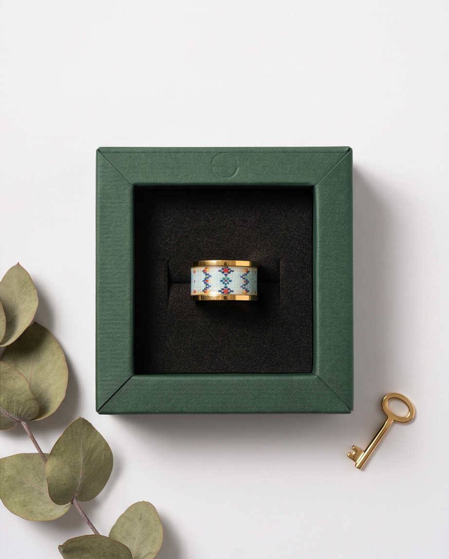 ANILLO DE ACERO ESMALTADO EN COLORES