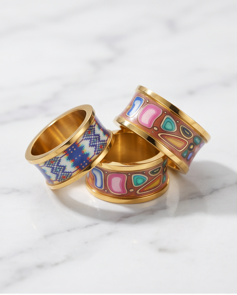 ANILLO DE ACERO ESMALTADO EN COLORES