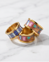 ANILLO DE ACERO ESMALTADO EN COLORES