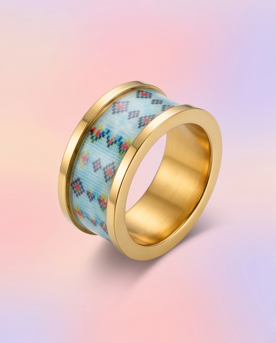 ANILLO DE ACERO ESMALTADO EN COLORES