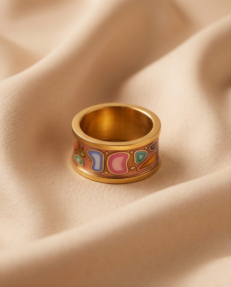 ANILLO DE ACERO ESMALTADO EN COLORES