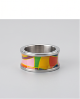 ANILLO DE ACERO ESMALTADO EN COLORES