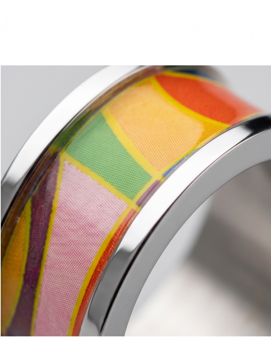 ANILLO DE ACERO ESMALTADO EN COLORES