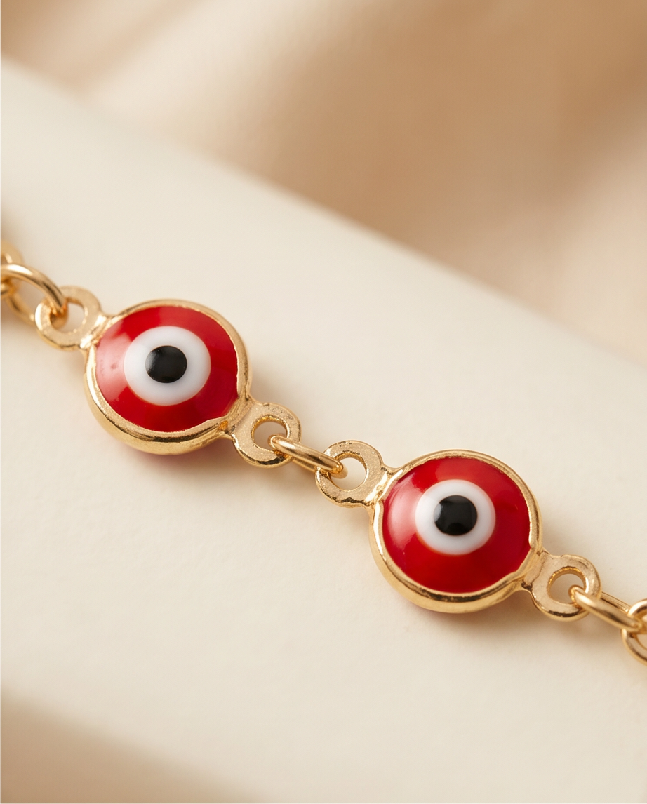 PULSERA CON OJITOS ROJA