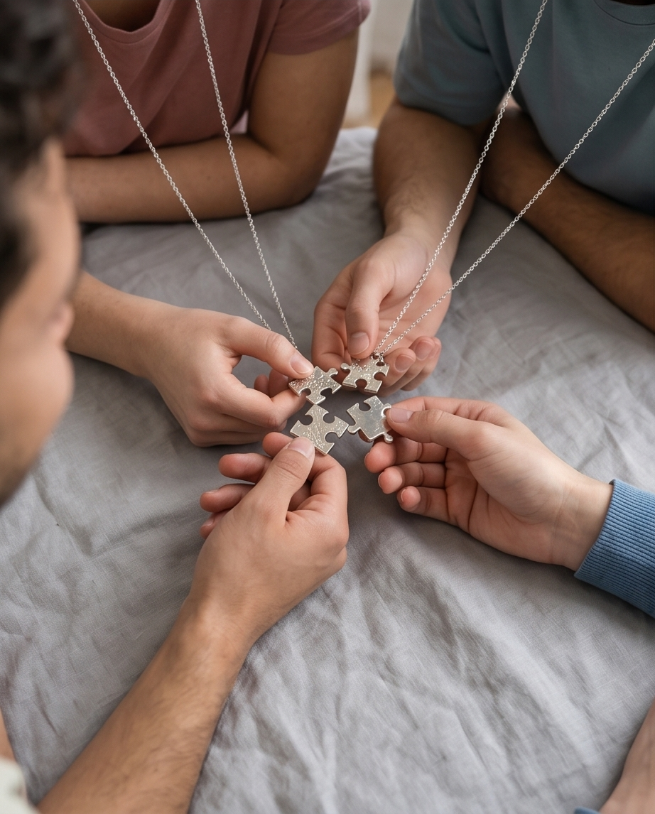 CONJUNTO DE 4 CADENAS CON DIJE AMISTAD