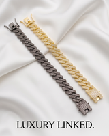 PULSERA CUBANA PLATEADA EMPAVONADA Y DORADA