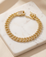 PULSERA CUBANA PLATEADA EMPAVONADA Y DORADA