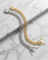 PULSERA CUBANA PLATEADA EMPAVONADA Y DORADA