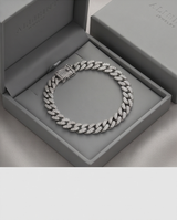COLLAR CUBANO CON PIEDRAS PLATEADO UNISEX