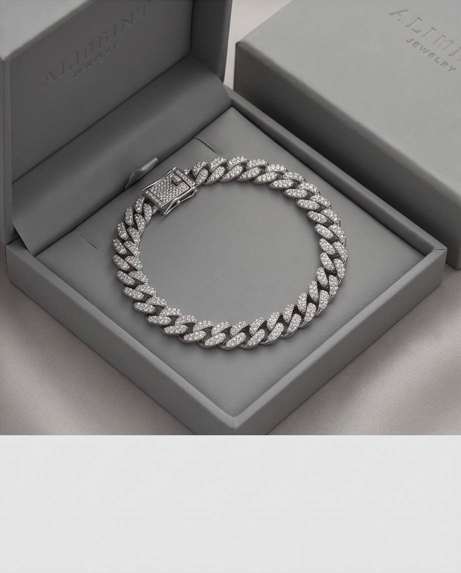 PULSERA CUBANA PLATEADA EMPAVONADA, PLATEADA Y DORADA