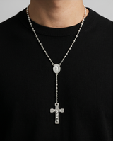ROSARIO EN ACERO DE CUELLO CON PERLAS