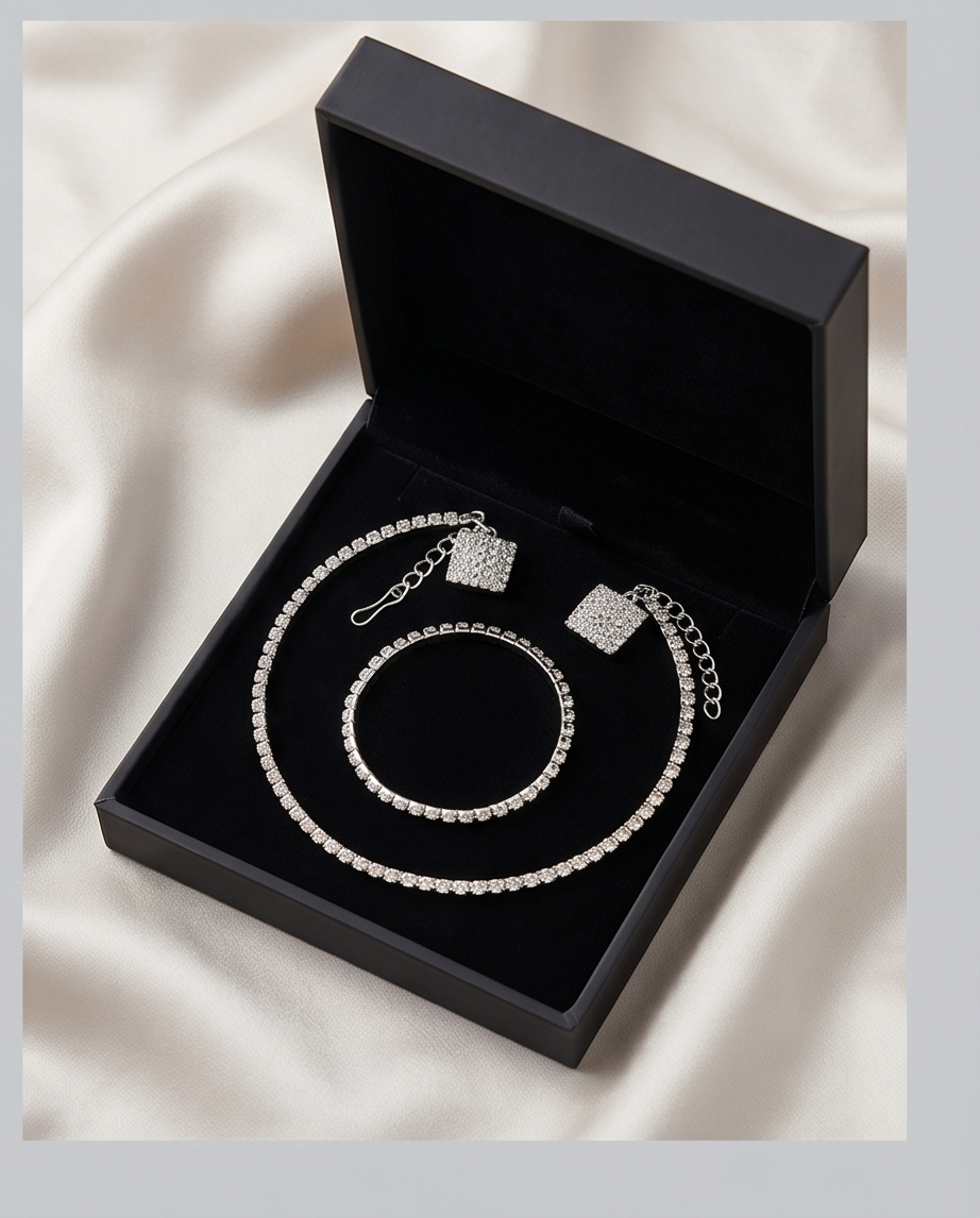 CONJUNTO DE COLLAR , PULSERA , ANILLO Y CARAVANAS