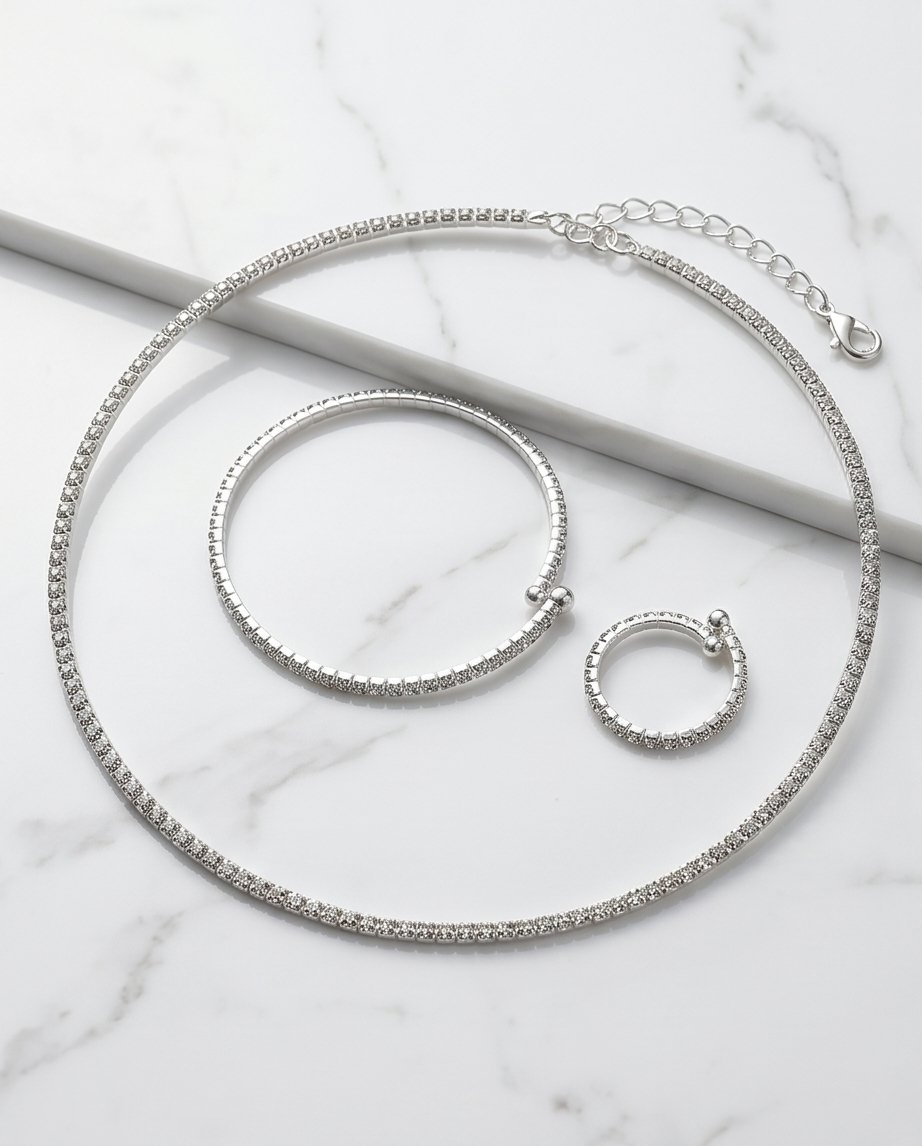 CONJUNTO DE COLLAR CON PULSERA Y ANILLO