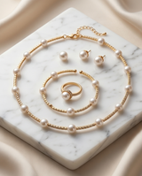 CONJUNTO DE COLLAR CON PULSERA , ANILLO YCARAVANAS