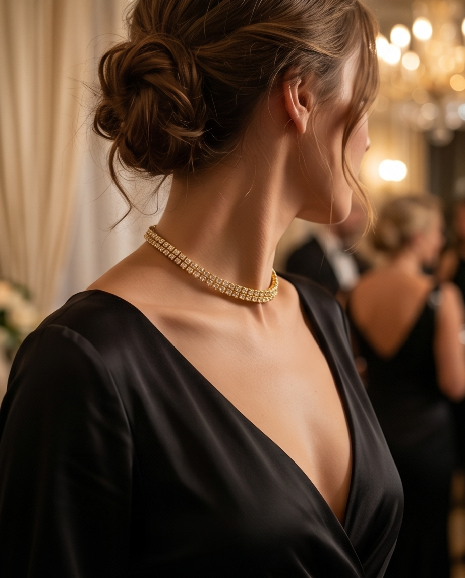 COLLAR CON DOBLE FILA DE CIRCONIAS