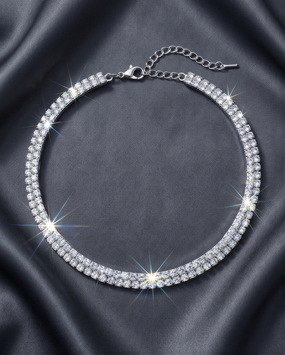 COLLAR CON DOBLE FILA DE CIRCONIAS