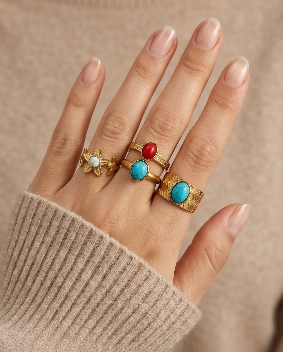 SET DE 5 ANILLOS DE ACERO 001