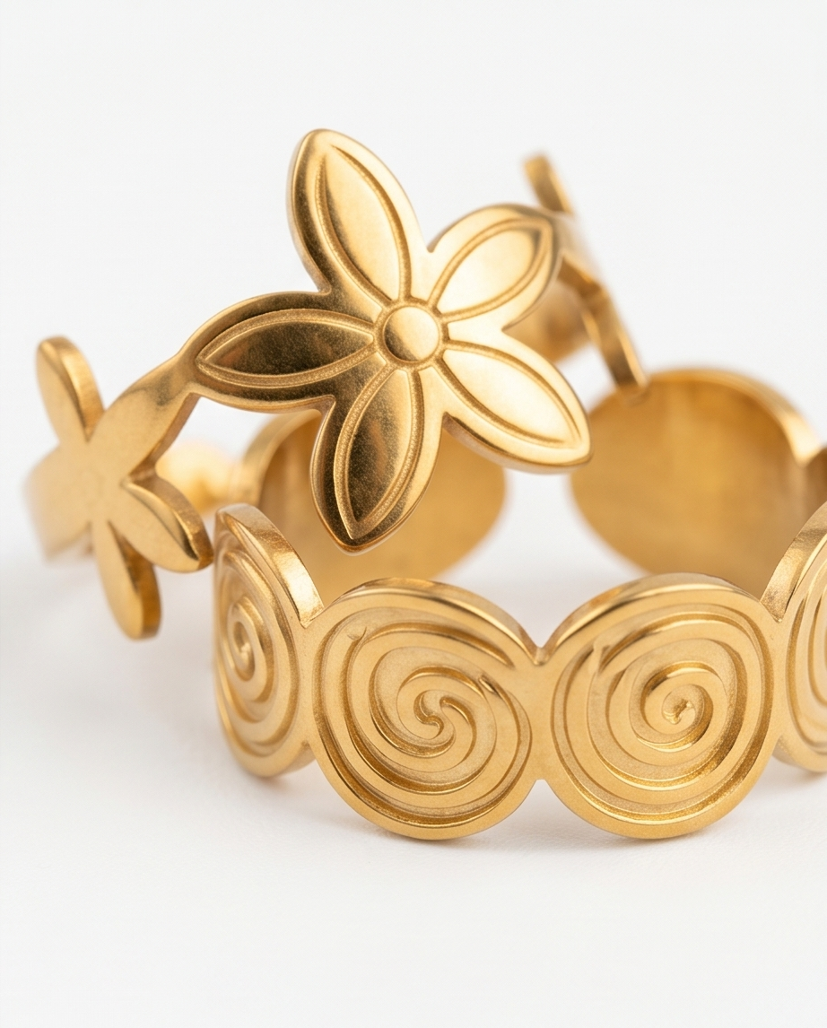 SET DE 5 ANILLOS DE ACERO QUIRURGICO 006