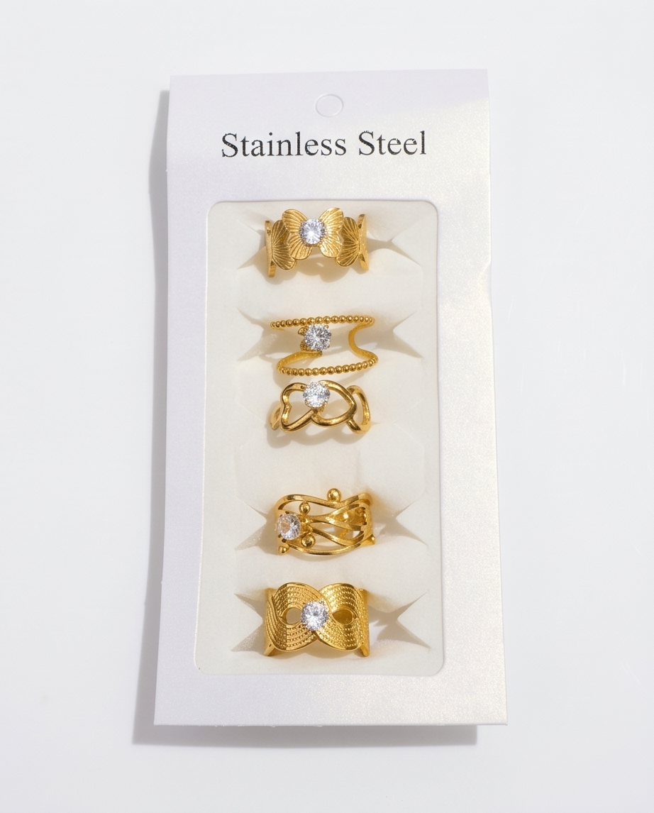 SET DE ANILLOS DE ACERO QUIRURGICO 007