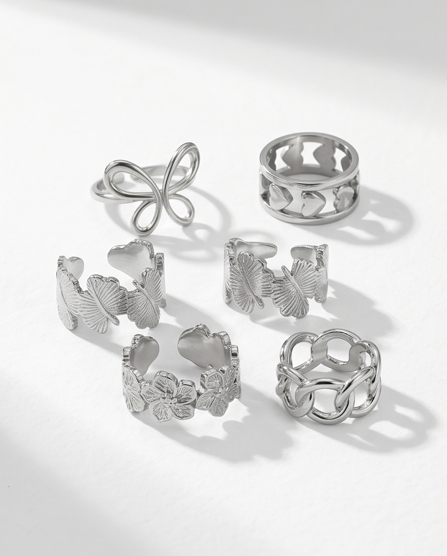 SET DE ANILLOS DE ACERO 010