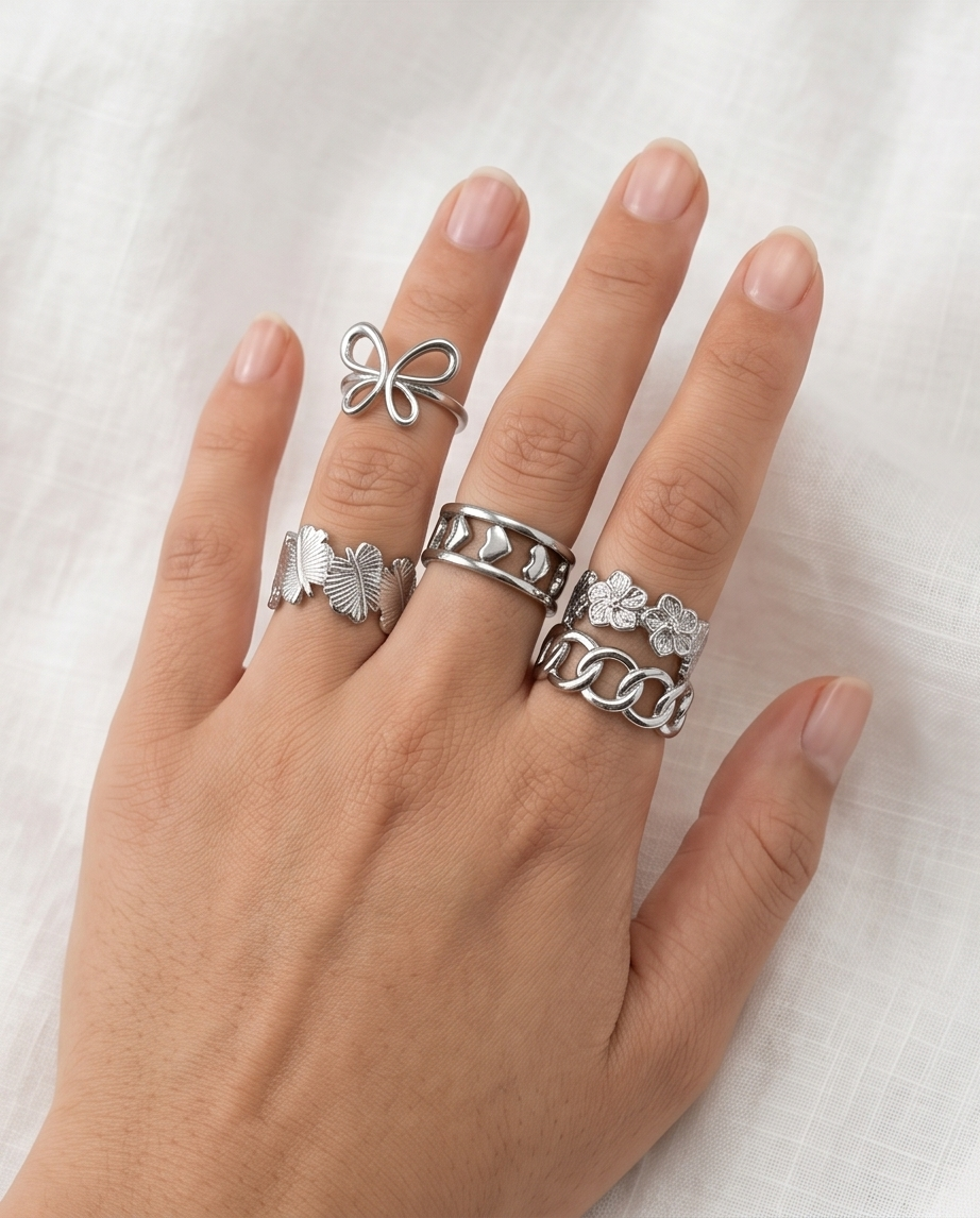 SET DE ANILLOS DE ACERO 010