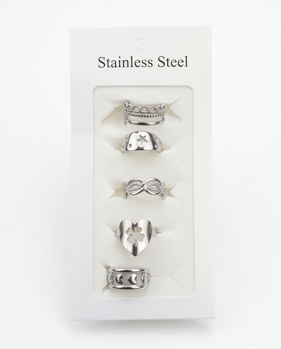 SET DE ANILLOS DE DAMA ACERO QUIRURGICO 011