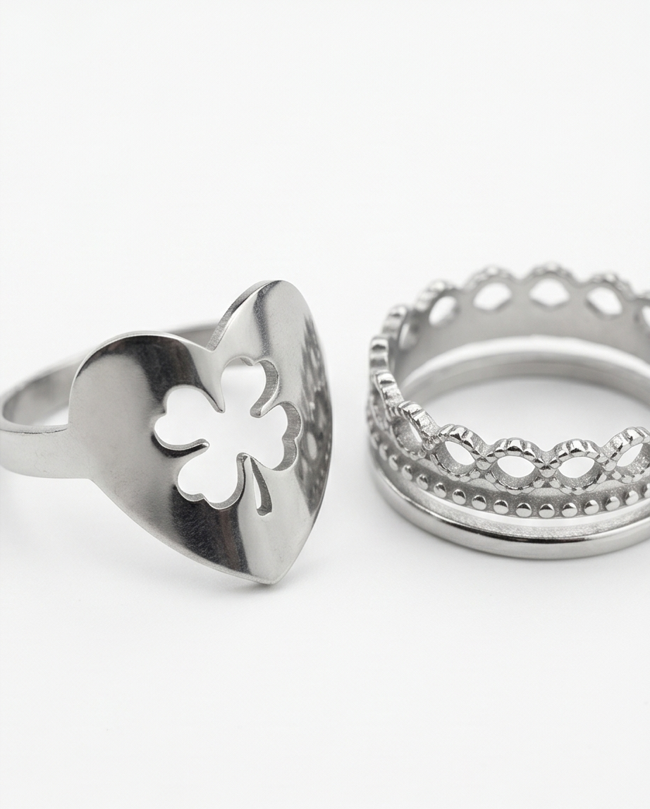 SET DE ANILLOS DE DAMA ACERO QUIRURGICO 011